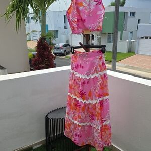 Pink Floral Two-Piece Set